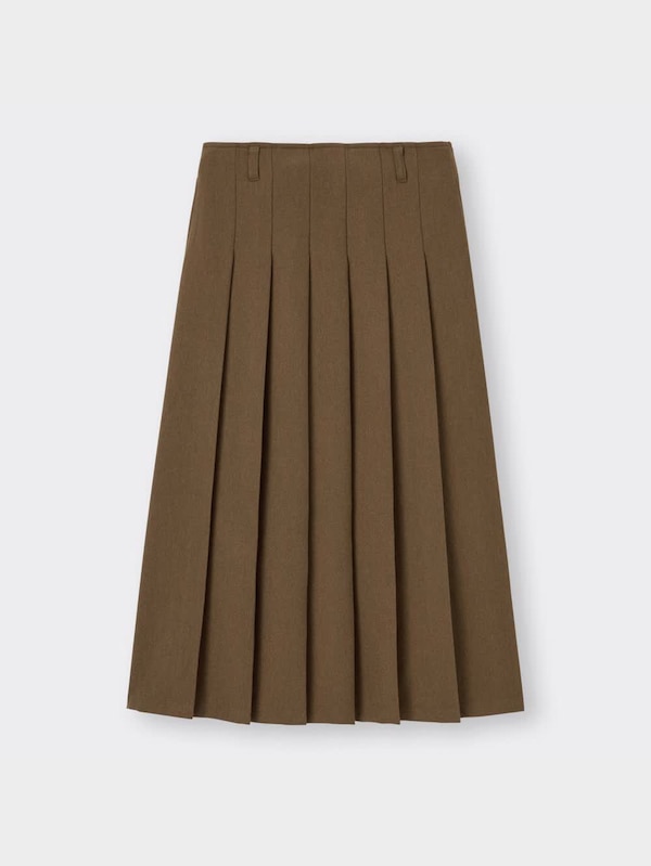 プリーツAラインミディスカート+E