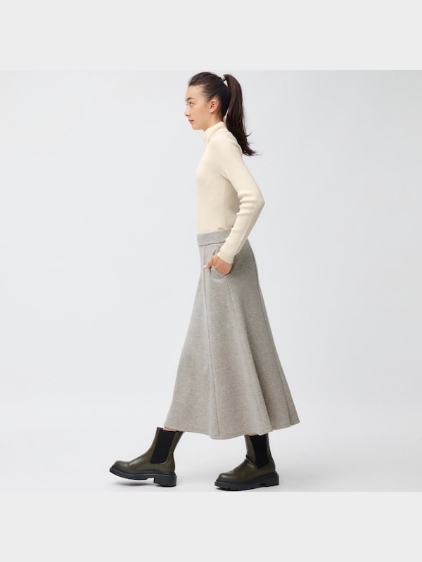 ブラッシュドリブフレアロングスカート(丈標準81.0～88.0cm)(2023年冬アイテム)
