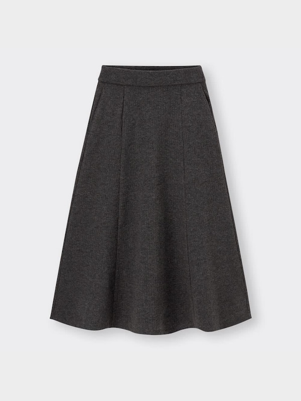 ブラッシュドリブフレアロングスカート(丈標準81.0～88.0cm)(2023年冬アイテム)