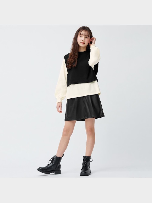 GIRLSフェイクレザーミニスカート