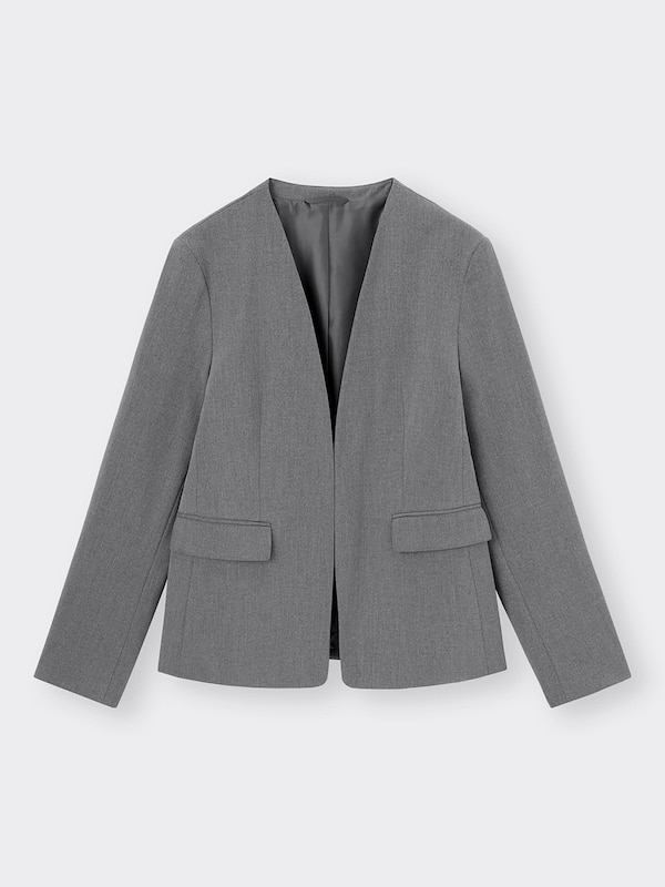 ウォッシャブルノーカラ�ージャケットZ+E(セットアップ可能)