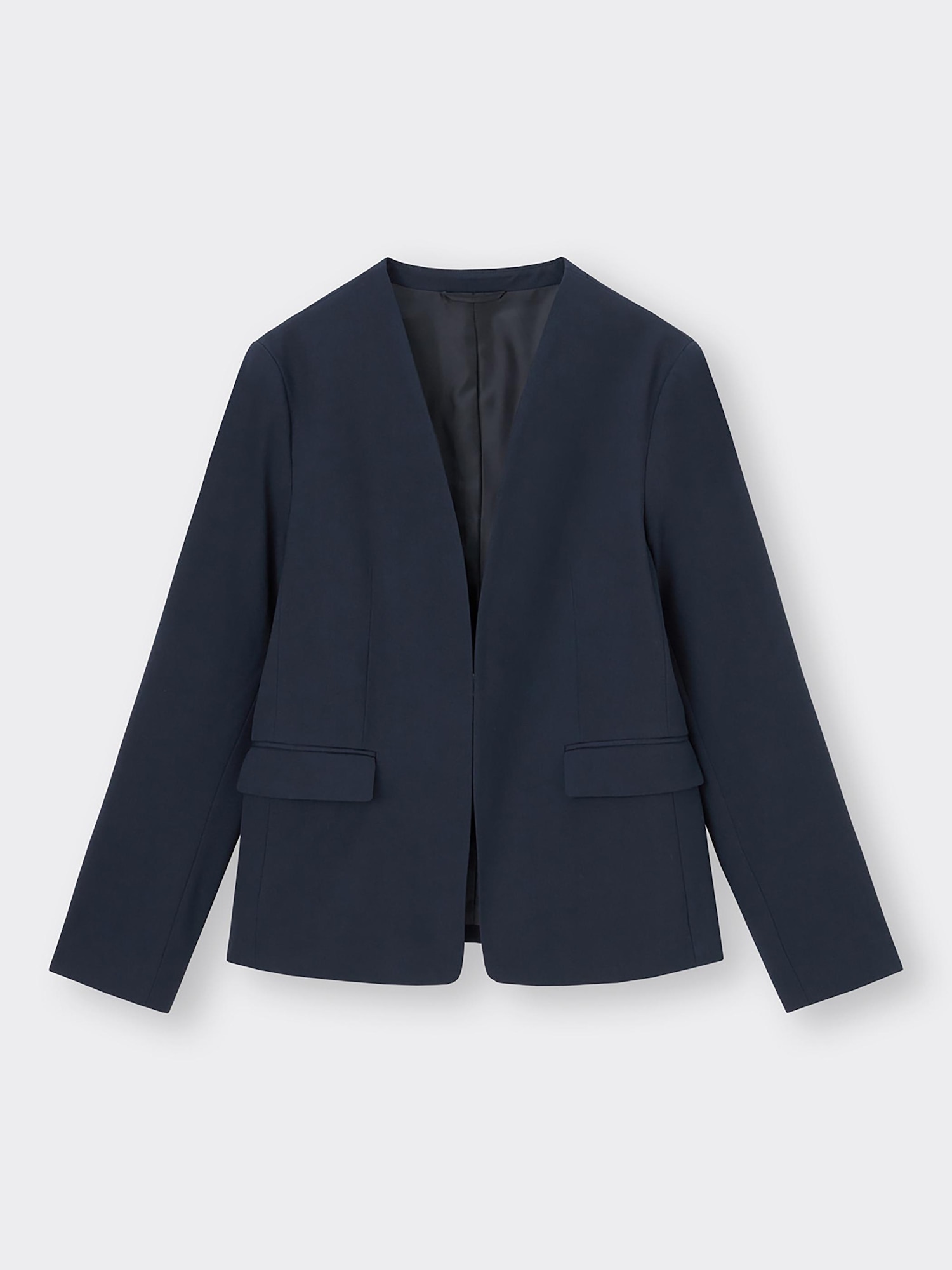 LOEFF ノーカラージャケット くすみブルー LOEFF ノーカラージャケット くすみブルー ロエフのノーカラー