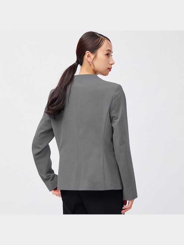 ウォッシャブルノーカラージャケットZ+E(セットアップ可能)