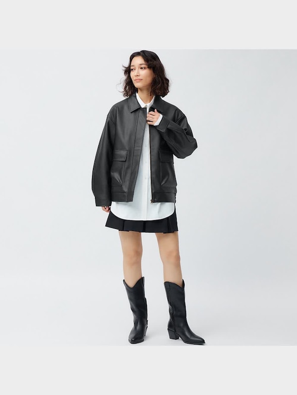 フェイクレザーオーバーサイズジャケット