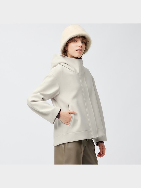 コージーメルトンショートフーディコート