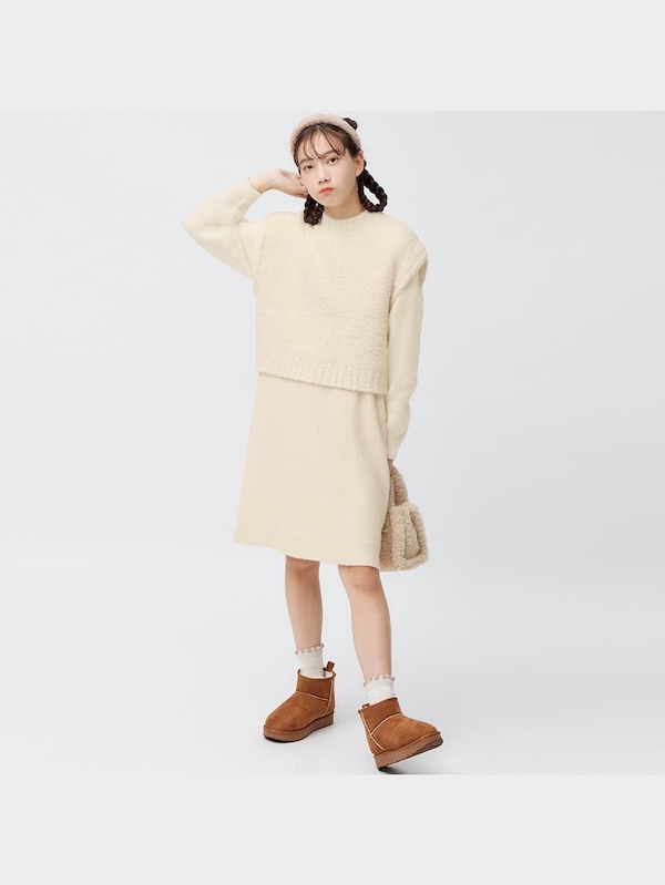 GIRLSパフィータッチ3WAYレイヤードニットワンピース(長袖)