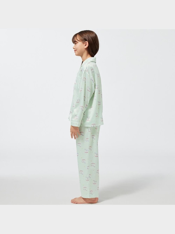 GIRLSサテンパジャマ(長袖&ロングパンツ)(木馬)