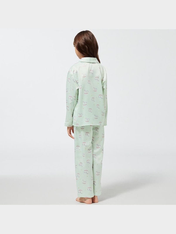 GIRLSサテンパジャマ(長袖&ロングパンツ)(木馬)
