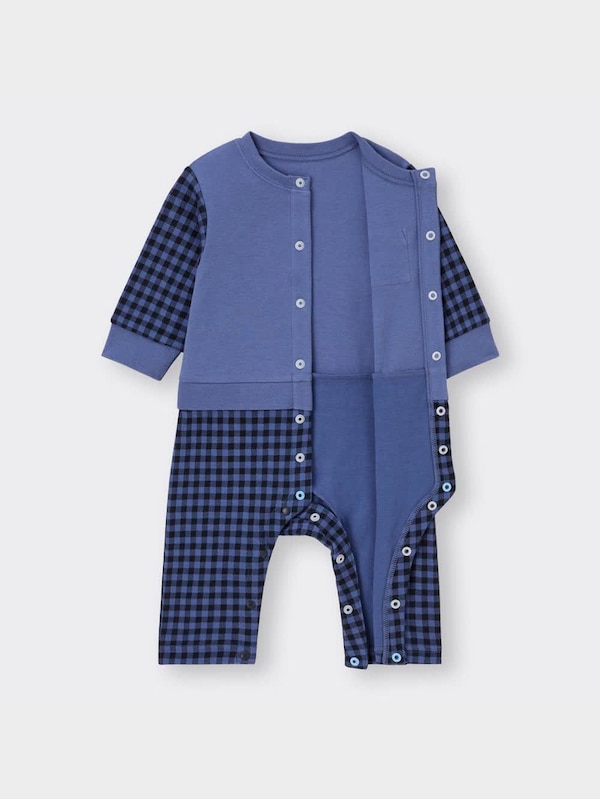 BABY(NEWBORN)セパオール(長袖)(ギンガムチェック)+X