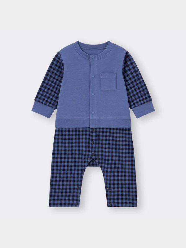 BABY(NEWBORN)セパオール(長袖)(ギンガムチェック)+X
