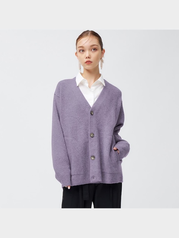 ブラッシュドヤーンカーディガン(長袖)