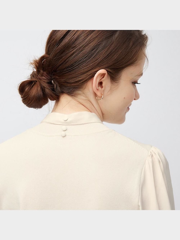 サテンコンビネーションボウタイセーター(7分袖)Z