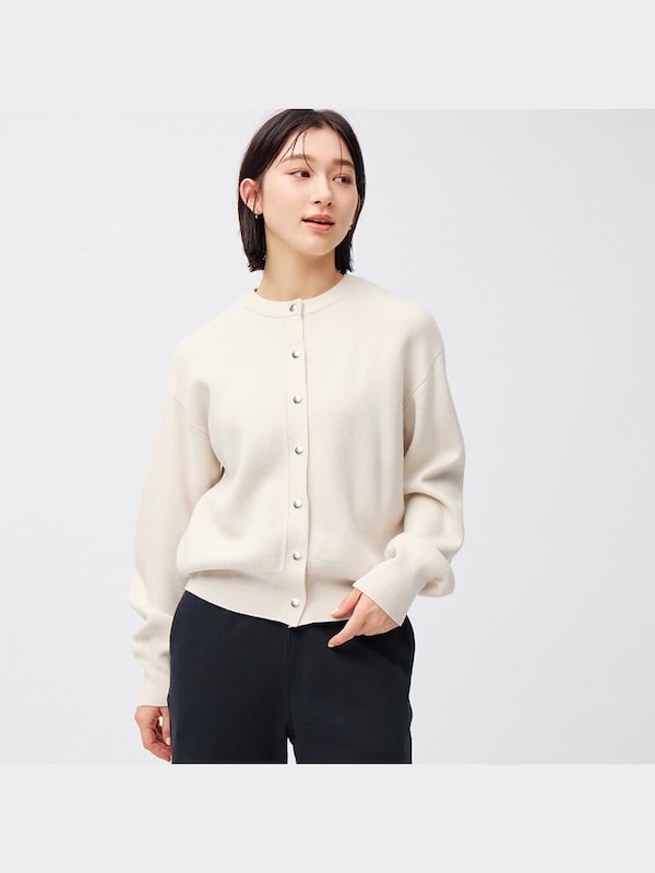 メタルボタンクルーネックカーディガン(長袖)