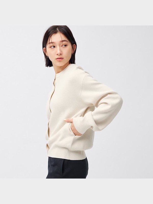 メタルボタンクルーネックカーディガン(長袖)