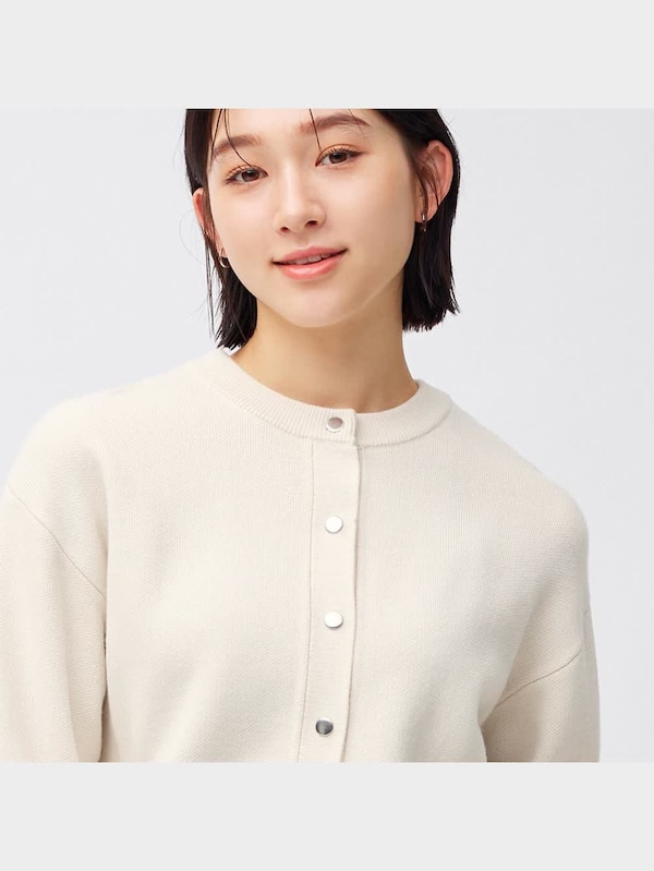 メタルボタンクルーネックカーディガン(長袖)