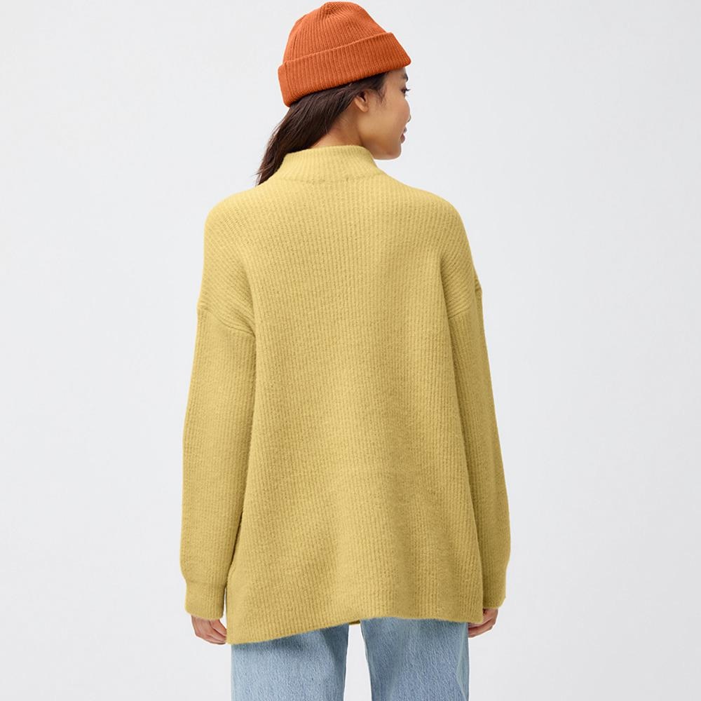 ジーユー 黄色 ニットセーター Vネック オーバーサイズ セーター - ニット