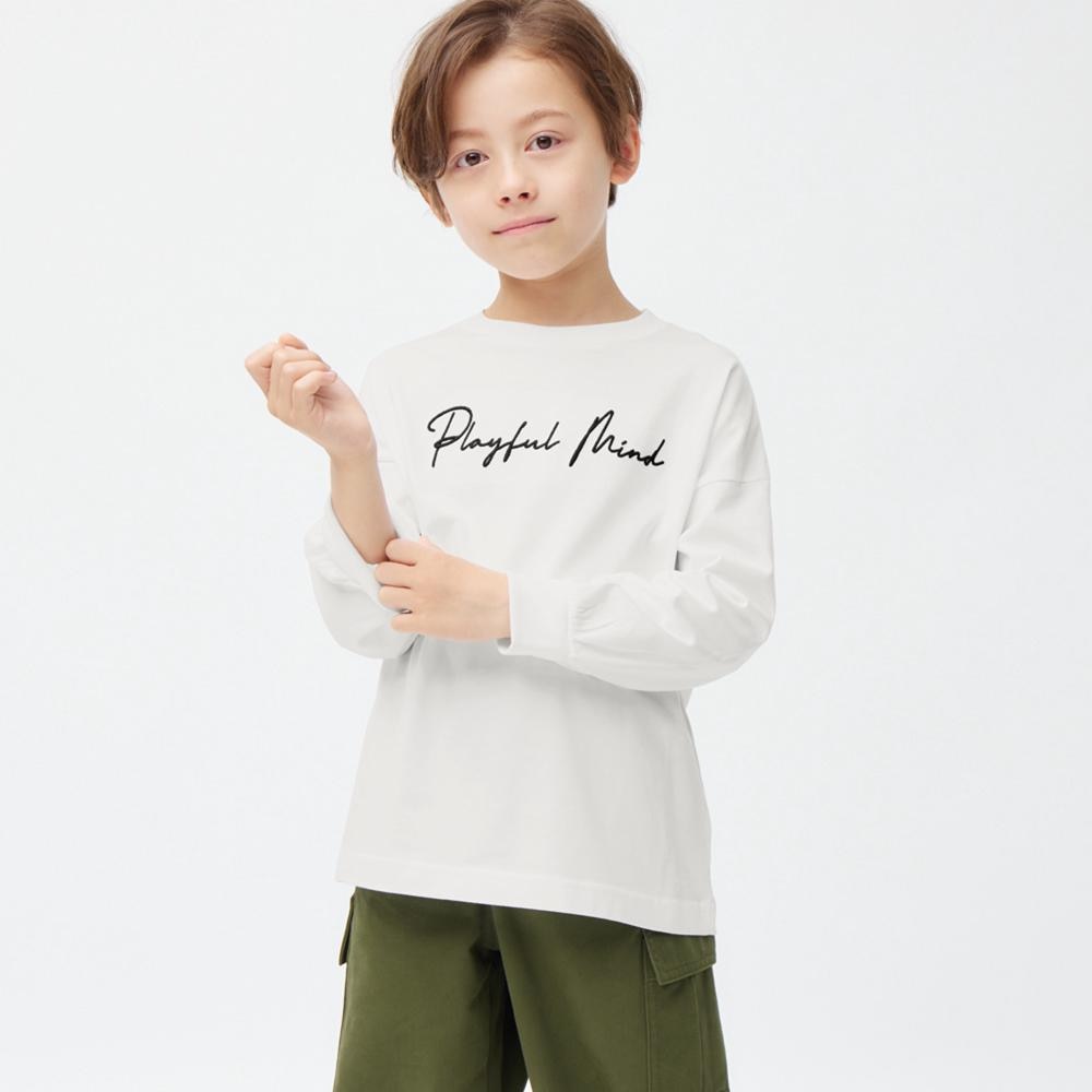 KIDS(男女兼用)グラフィックT(長袖)(刺繍ロゴ)