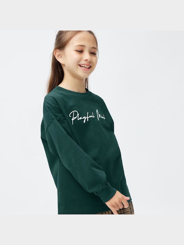 KIDS(男女兼用)グラフィックT(長袖)(刺繍ロゴ)