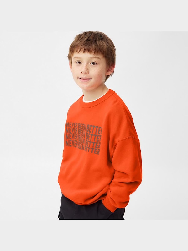 KIDS(男女兼用)オーバーサイズスウェットプルオーバー(長袖)(ロゴ)