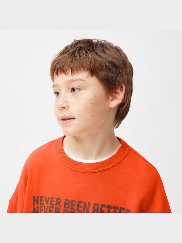 KIDS(男女兼用)オーバーサイズスウェットプルオーバー(長袖)(ロゴ)