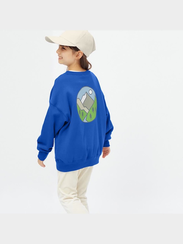 KIDS(男女兼用)オーバーサイズスウェットプルオーバー(長袖)バックプリント