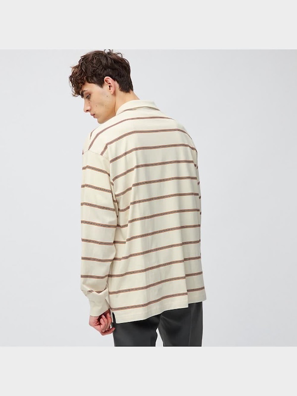 ハーフジップポロシャツ(長袖)(ボーダー)