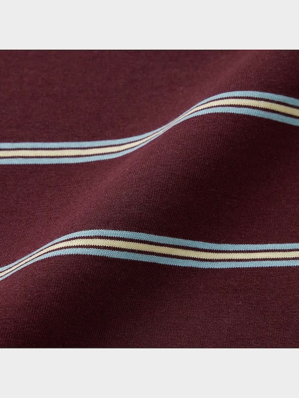 ハーフジップポロシャツ(長袖)(ボーダー)