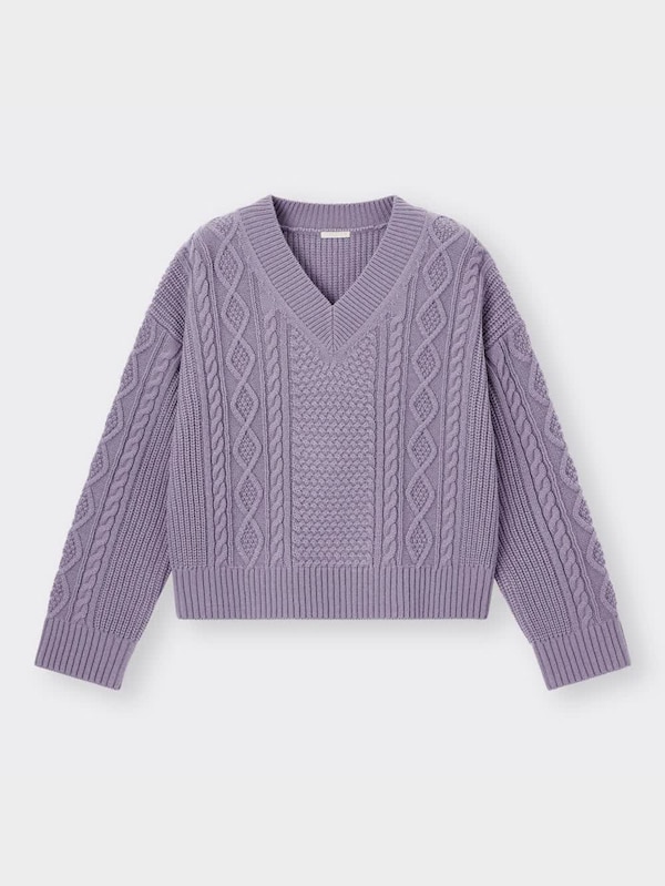 ケーブルVネックセーター(長袖)(セットアップ可能)