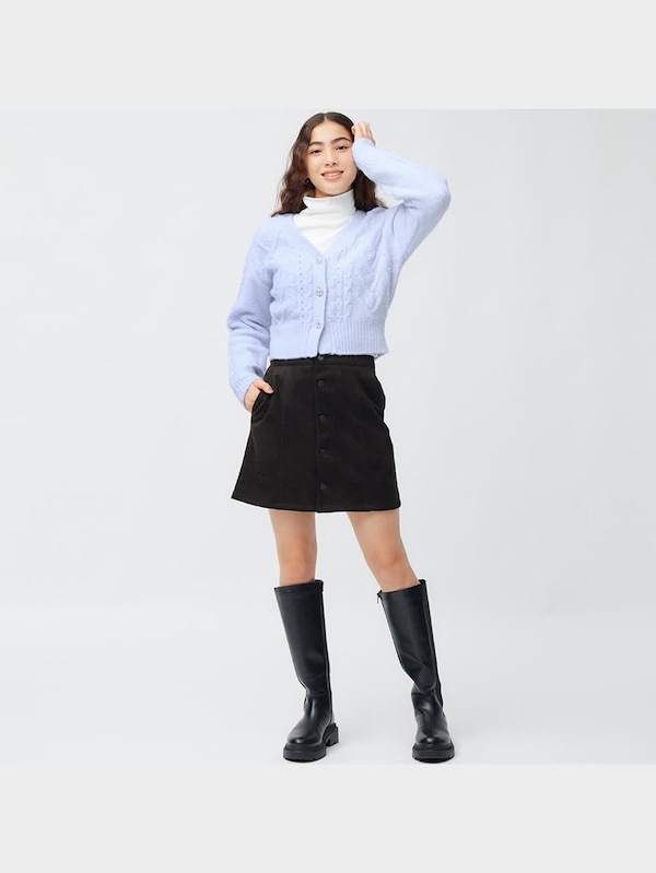 ビジューボタンケーブルカーディガン(長袖)