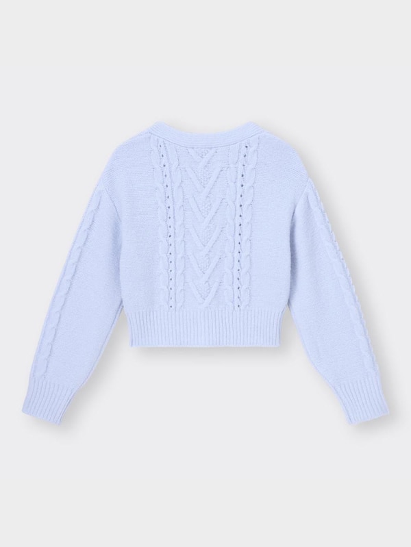 ビジューボタンケーブルカーディガン(長袖)