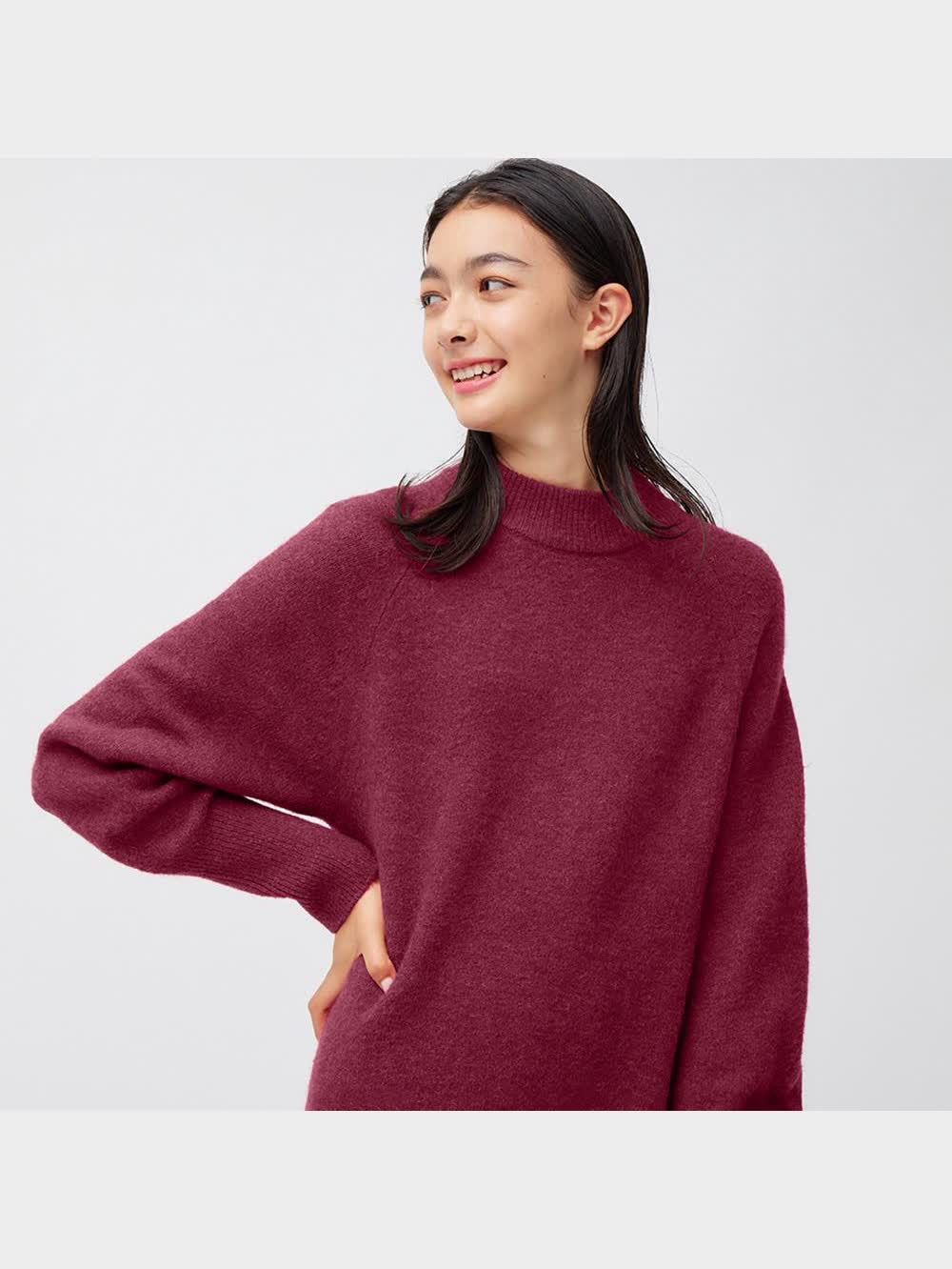 GU公式 | パフィータッチロングニットワンピース(長袖)