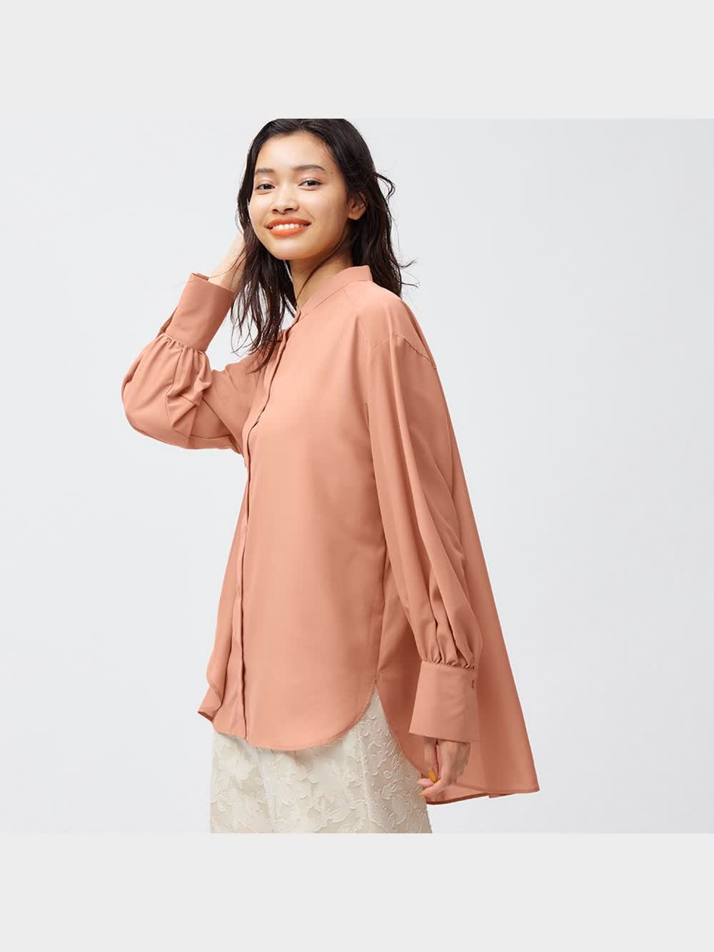 n出品 GU公式 | シアーテントラインシャツ(長袖)Q+E