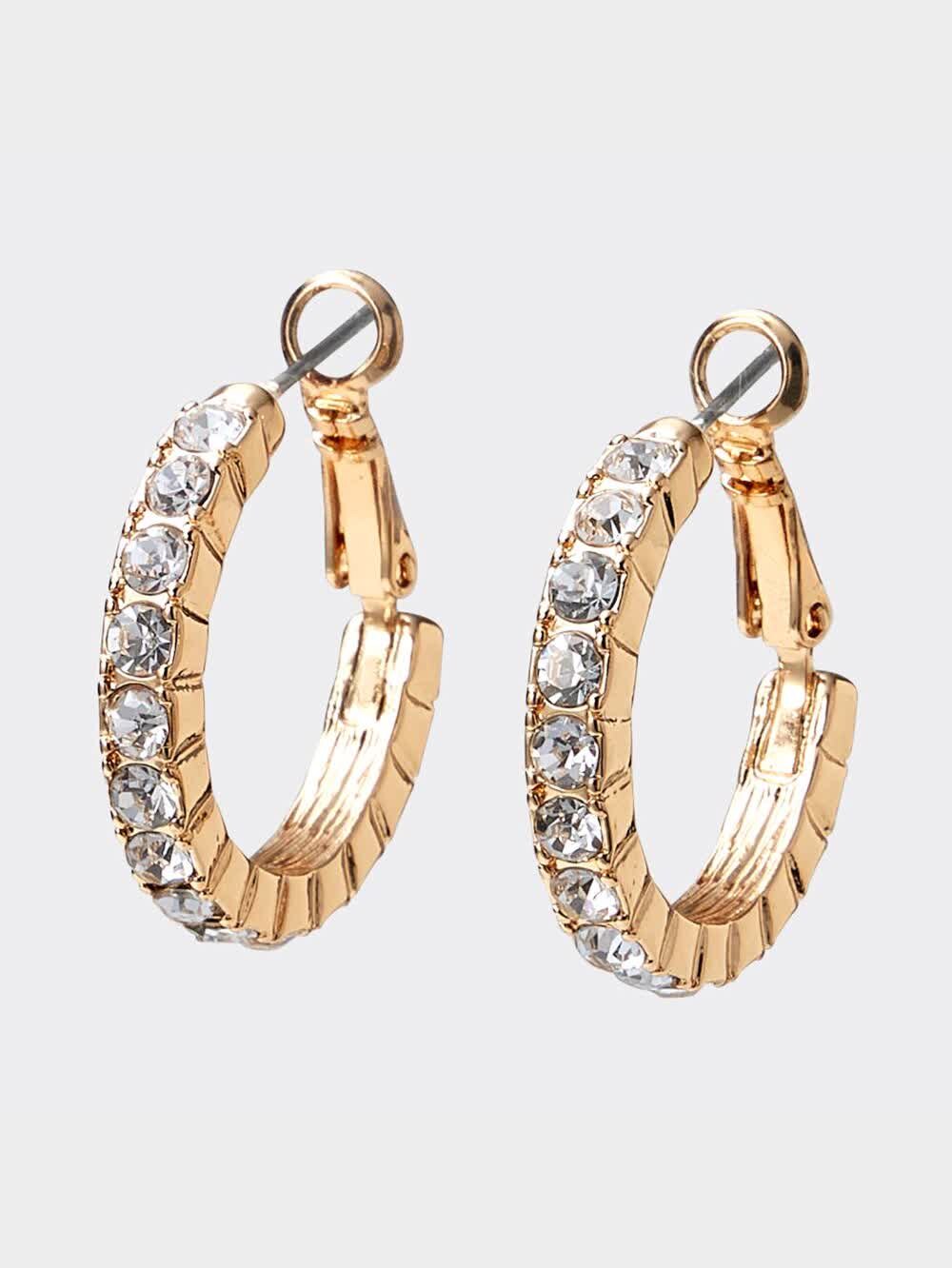 かすみ草とフープビジューピアス イヤリング 金属アレルギー対応】ワンタッチビジューフープミニピアス