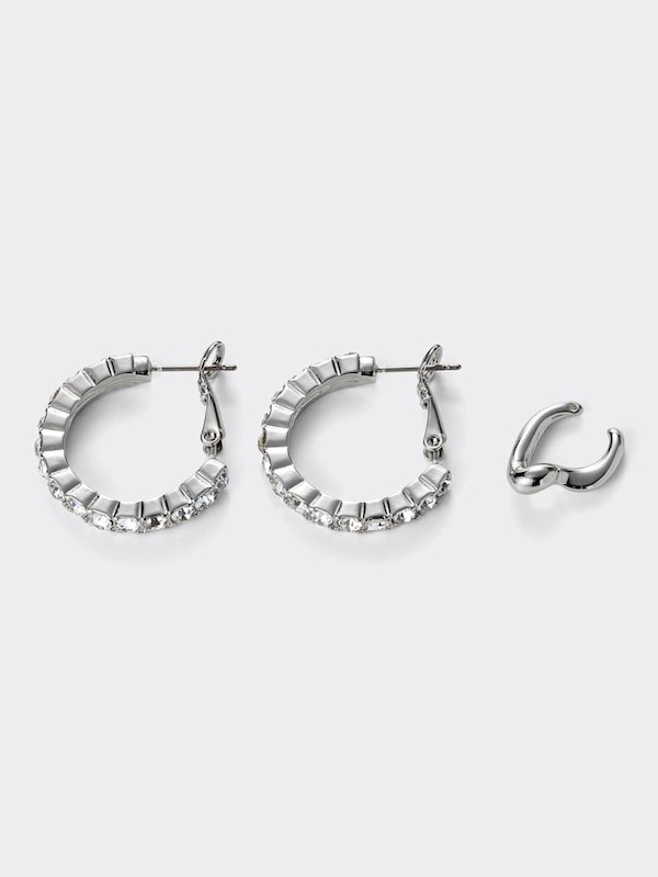 ビジューフープピアス&イヤーカフセット