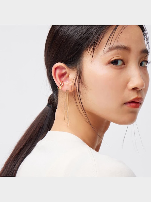 メタルフリンジピアス&イヤーカフセット