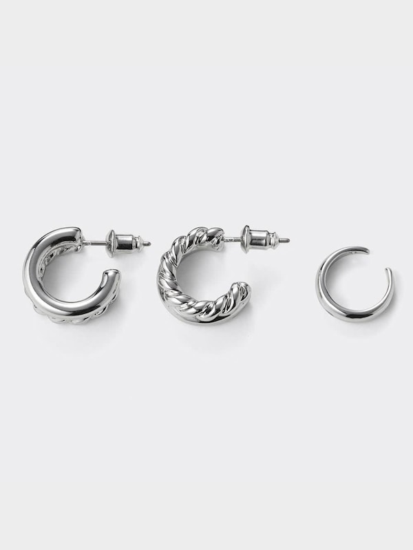 メタルデザインフープピアス&イヤーカフ