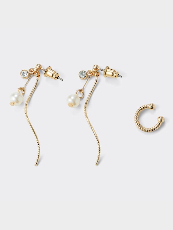 ウェーブパールライクピアス&イヤーカフ