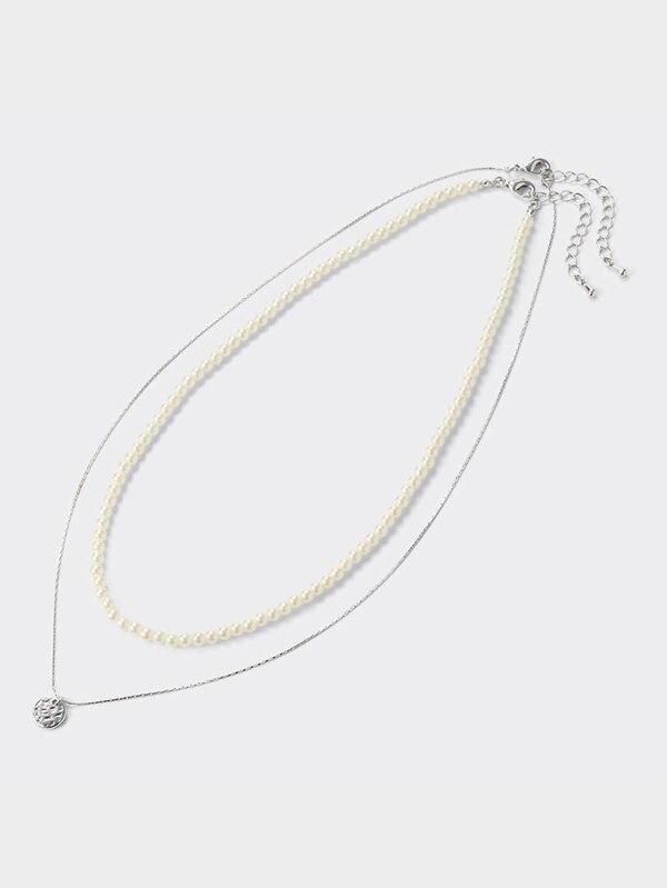 パールライク&メタルコインネックレスセット