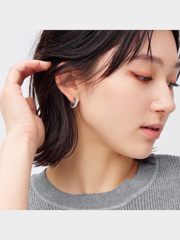 ビジューフープピアス&イヤーカフ5P