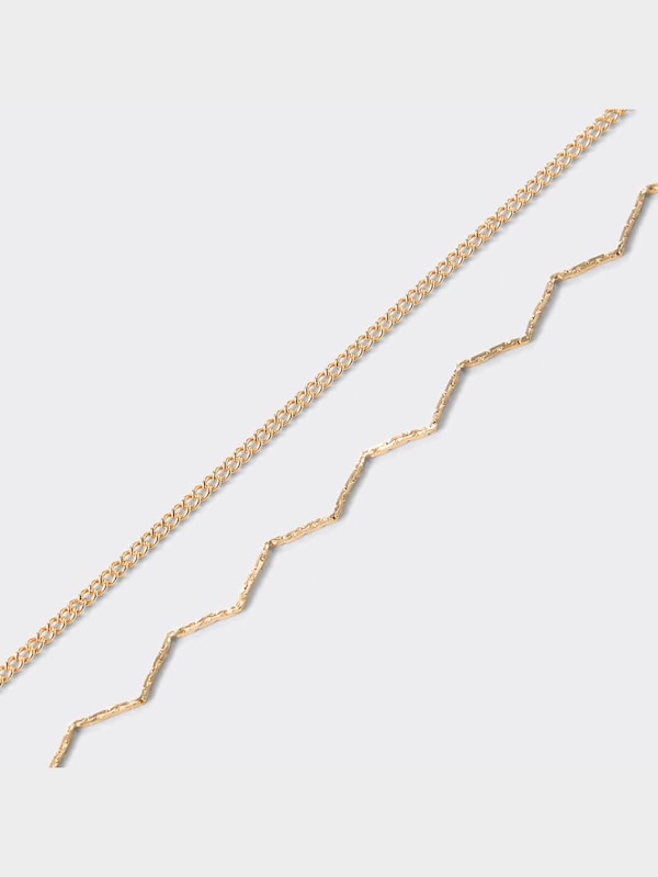 ウェーブ&チェーンネックレス