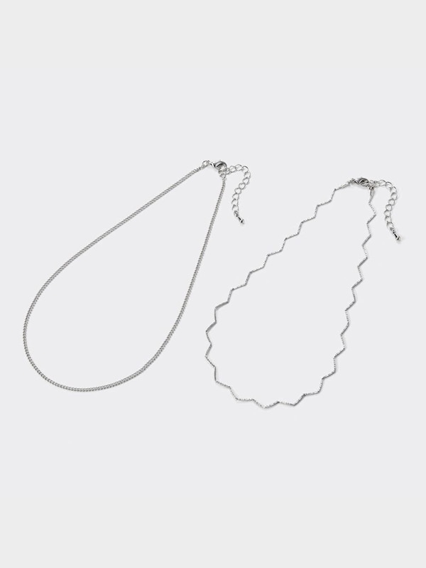 ウェーブ&チェーンネックレス