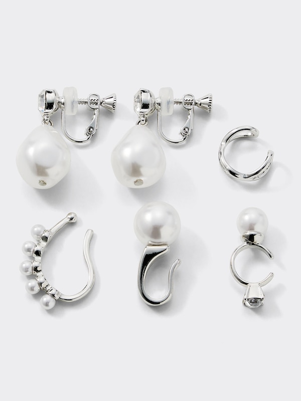 ビジュー&パールライクイヤリング5P