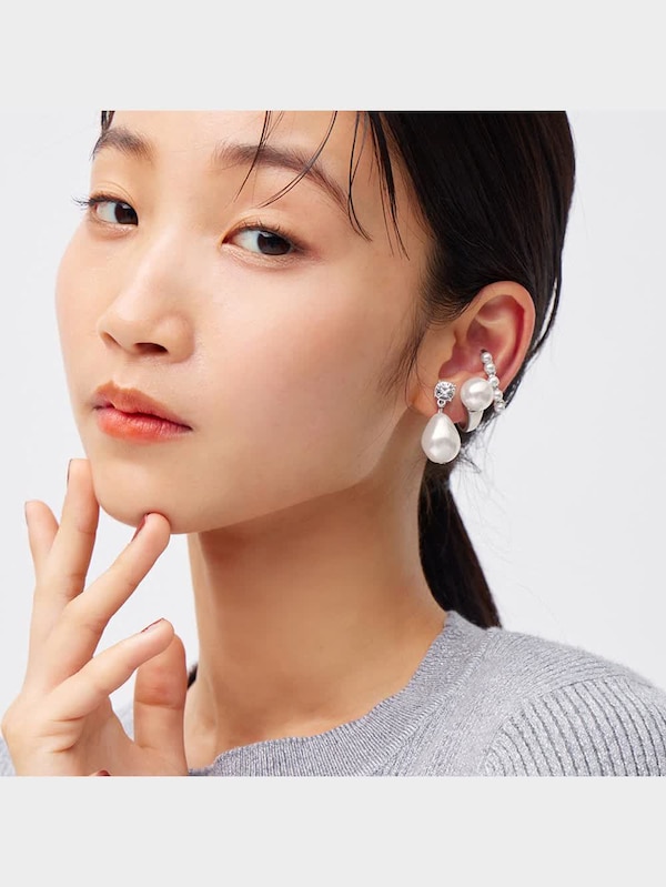 ビジュー&パールライクイヤリング5P