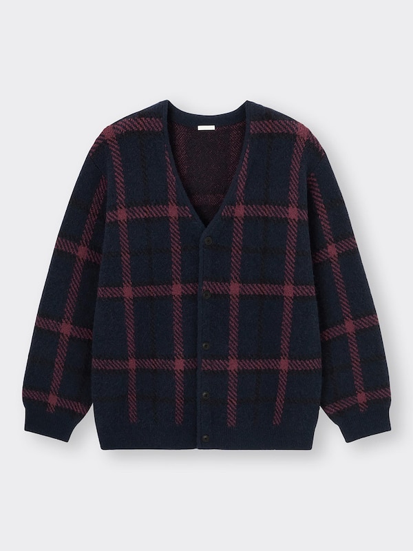 ブラッシュドヤーンカーディガン(長袖)(チェック)