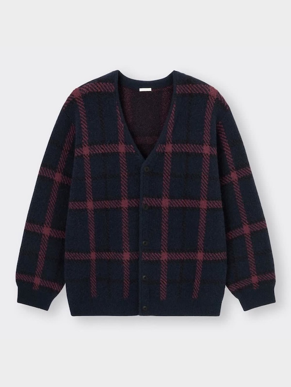 ブラッシュドヤーンカーディガン(長袖)(チェック)