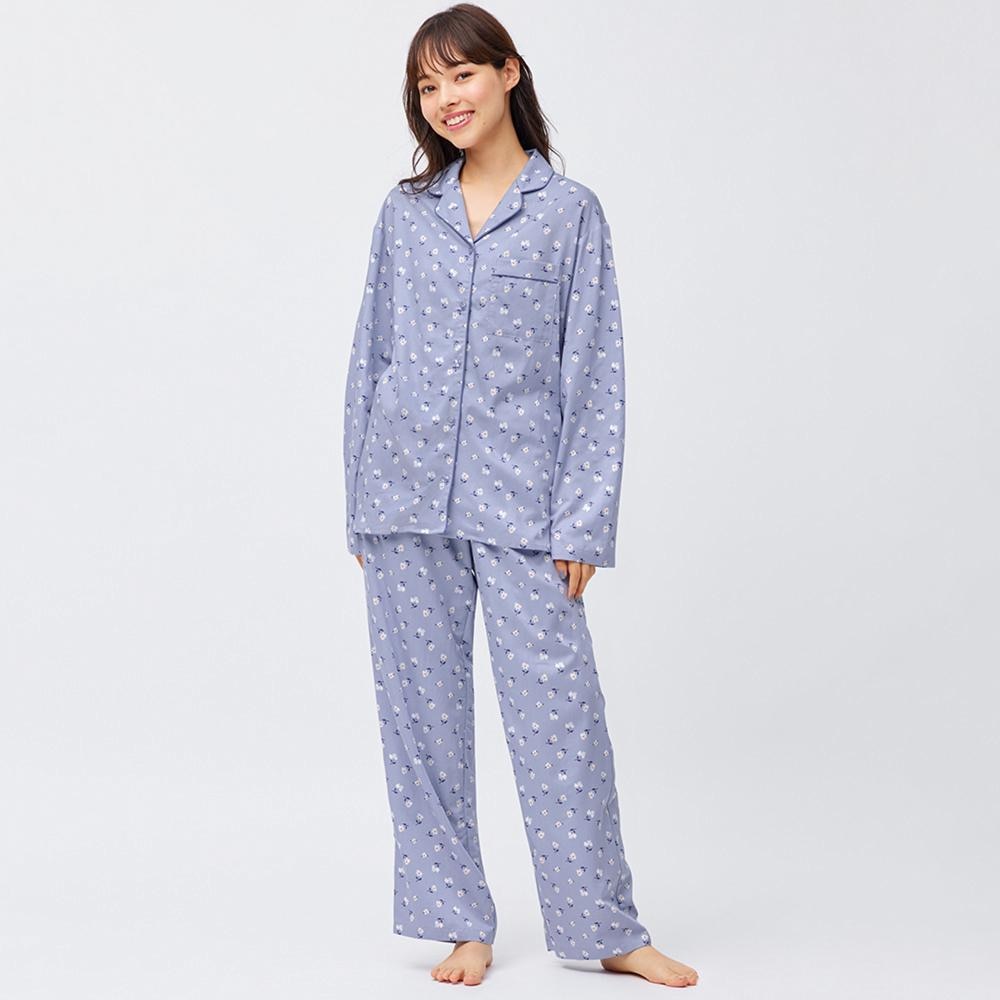 コットンブレンドパジャマ(長袖&ロングパンツ)(フラワー)+E