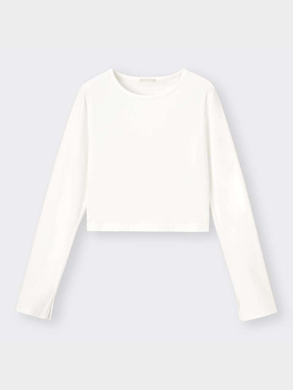 ジーユー/レディース リブ地 クロップド 長袖Ｔシャツ GU（ジーユー）の「（GU）リブクロップドT（長袖）（WOMEN