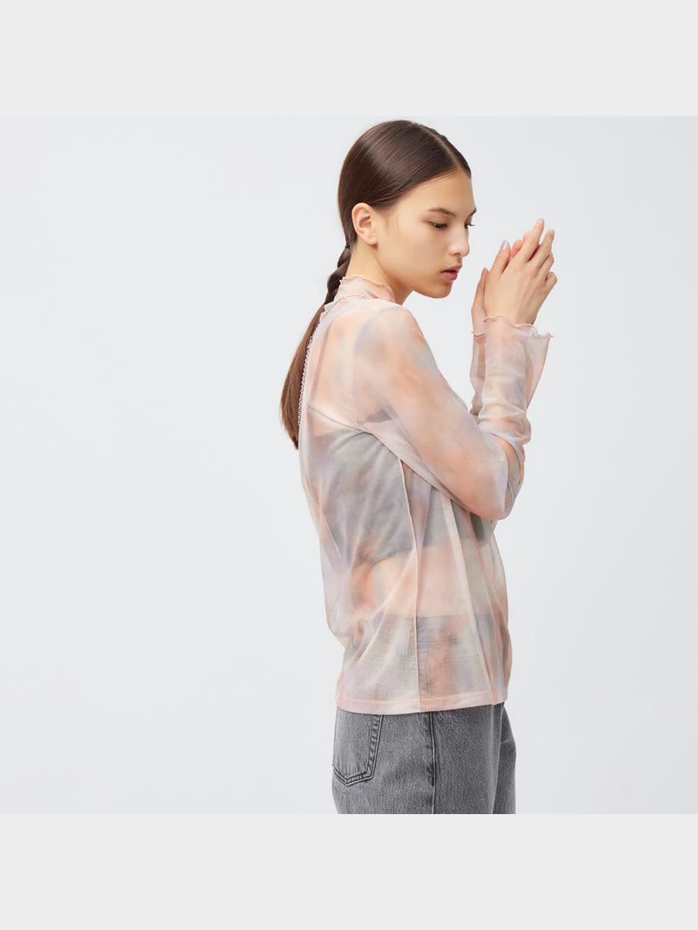 GU公式 | シアープリントハイネックT(長袖)Q