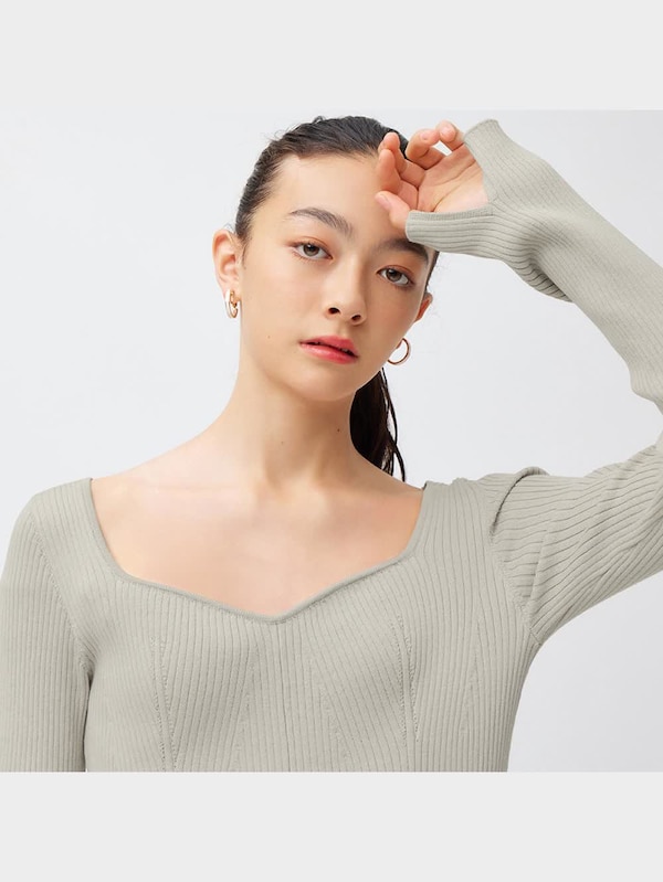 リブニットワンピース(長袖)Q+E