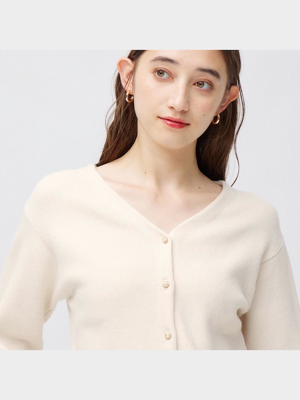 Vネックショートカーディガン(長袖)Z+E